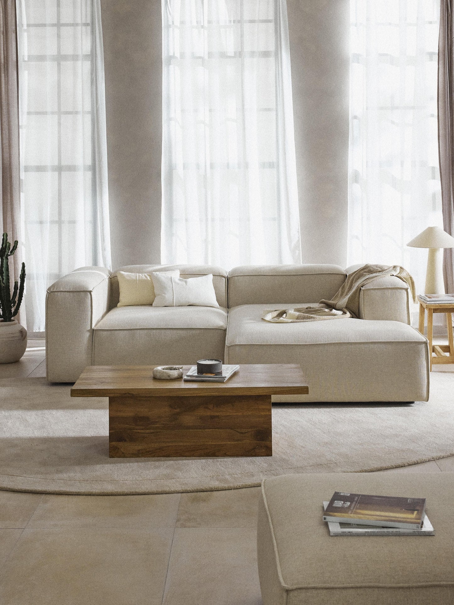 Lenzaro Modular Linen Blend Corner Sofa (2-Seater)