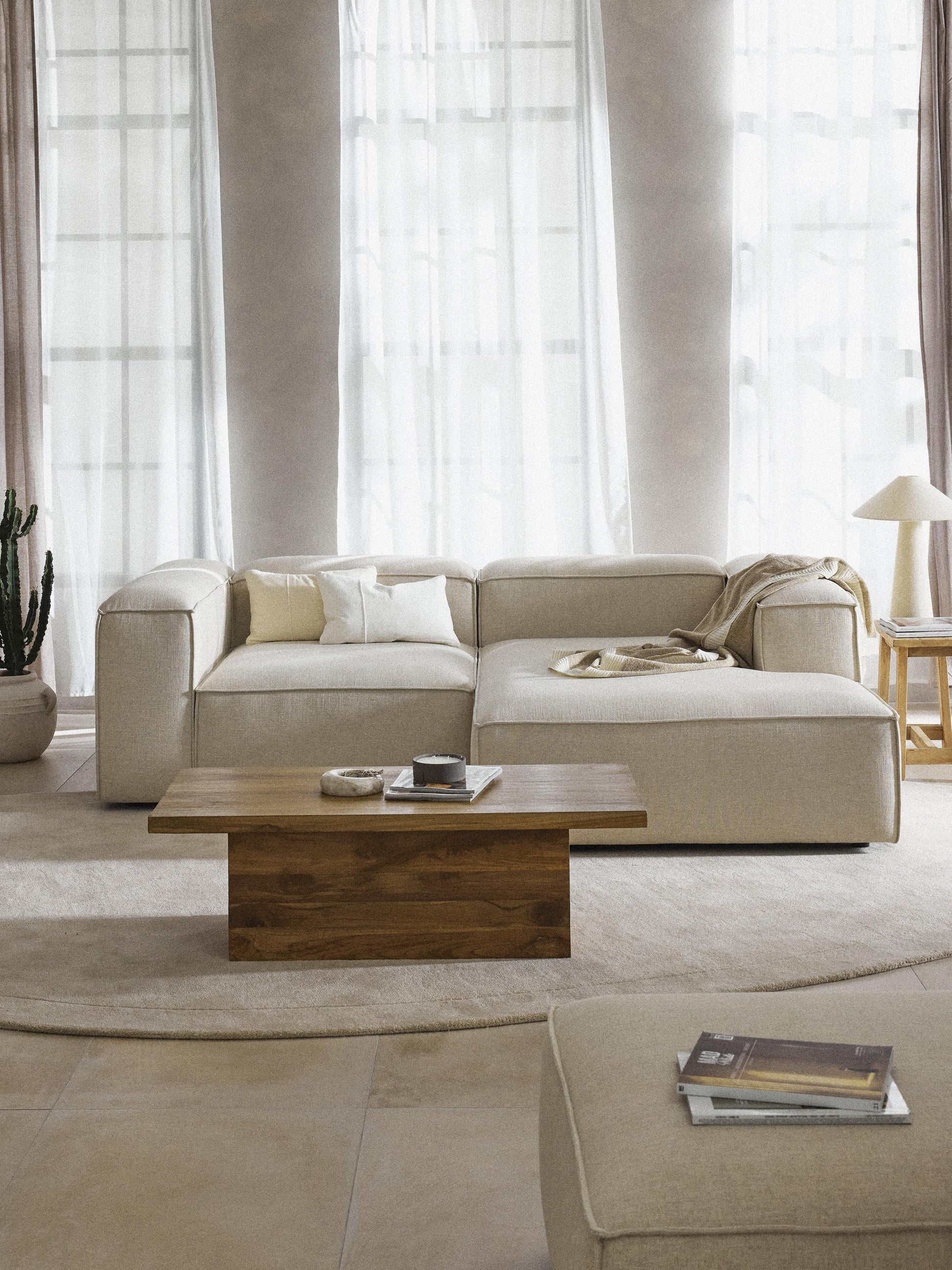Lenzaro Modular Linen Blend Corner Sofa (2-Seater)
