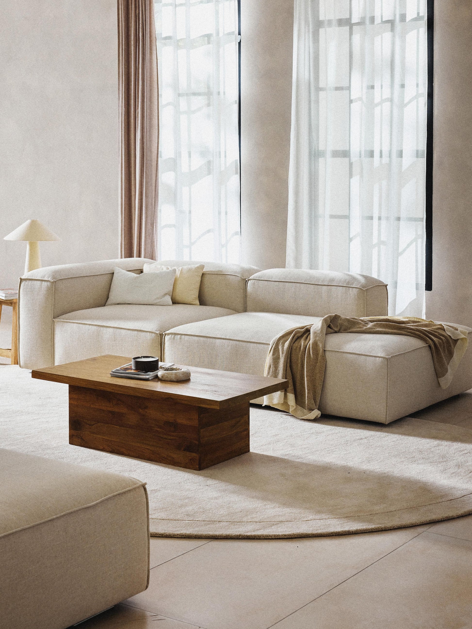 Lenzaro Modular Linen Blend Ottoman