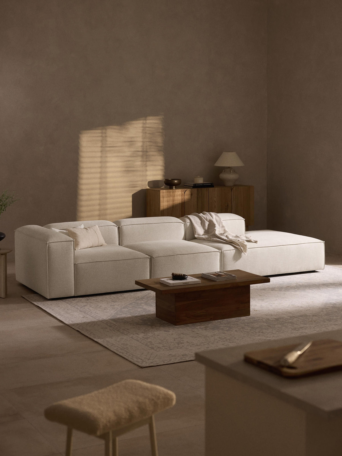Lenzaro Modular Linen Blend Ottoman, XL