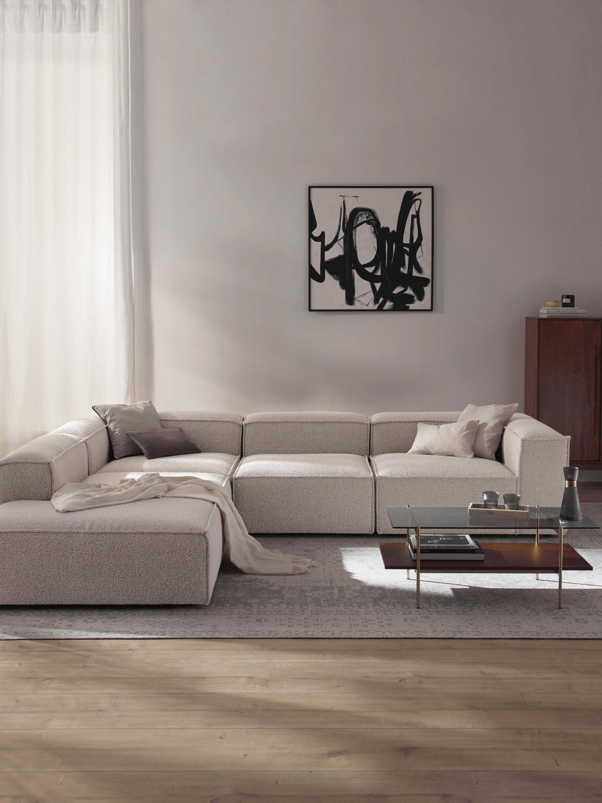 Lenzaro Modular XL Bouclé Corner Sofa (4-Seater)