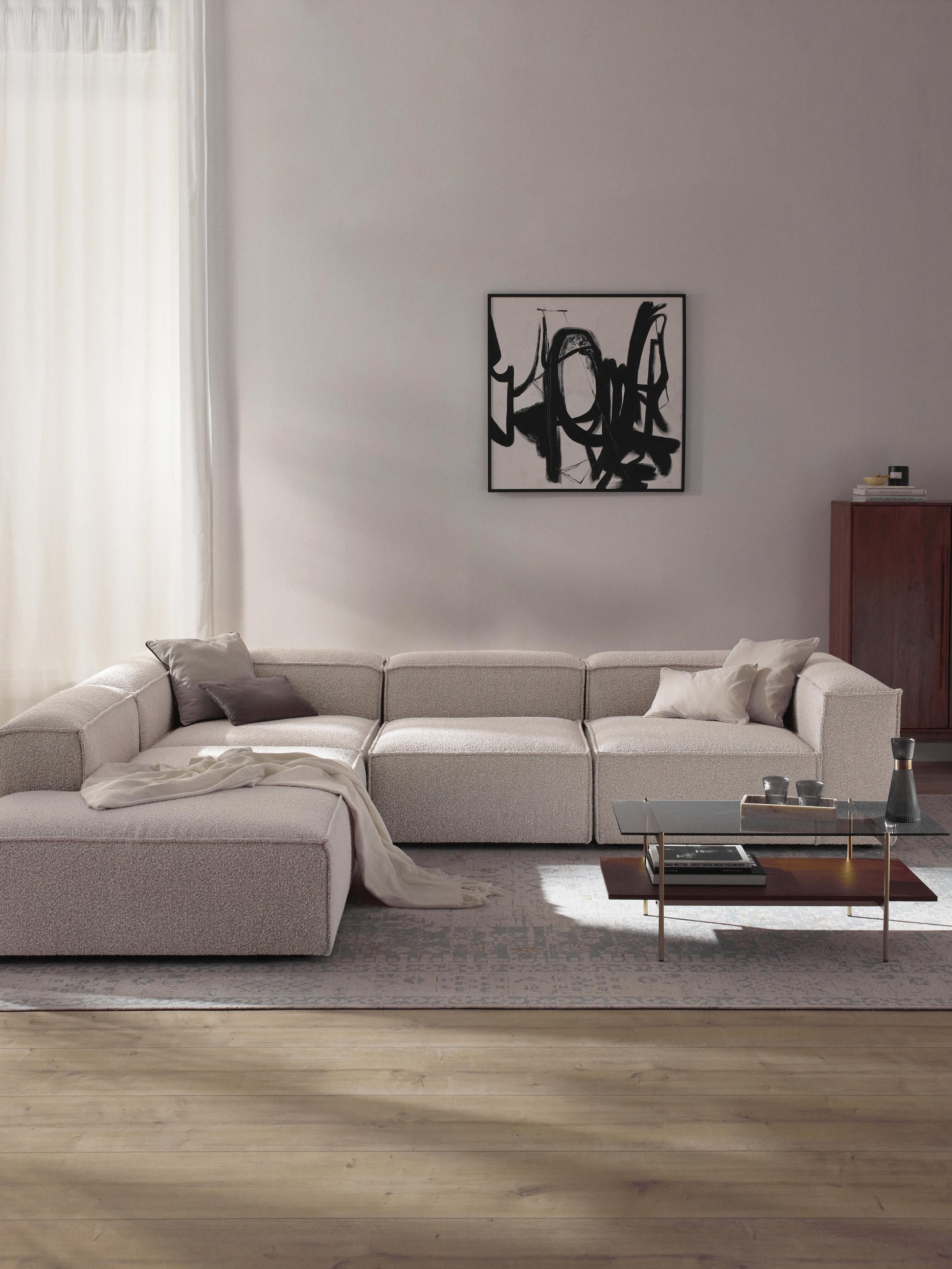 Lenzaro Modular XL Bouclé Corner Sofa (4-Seater)