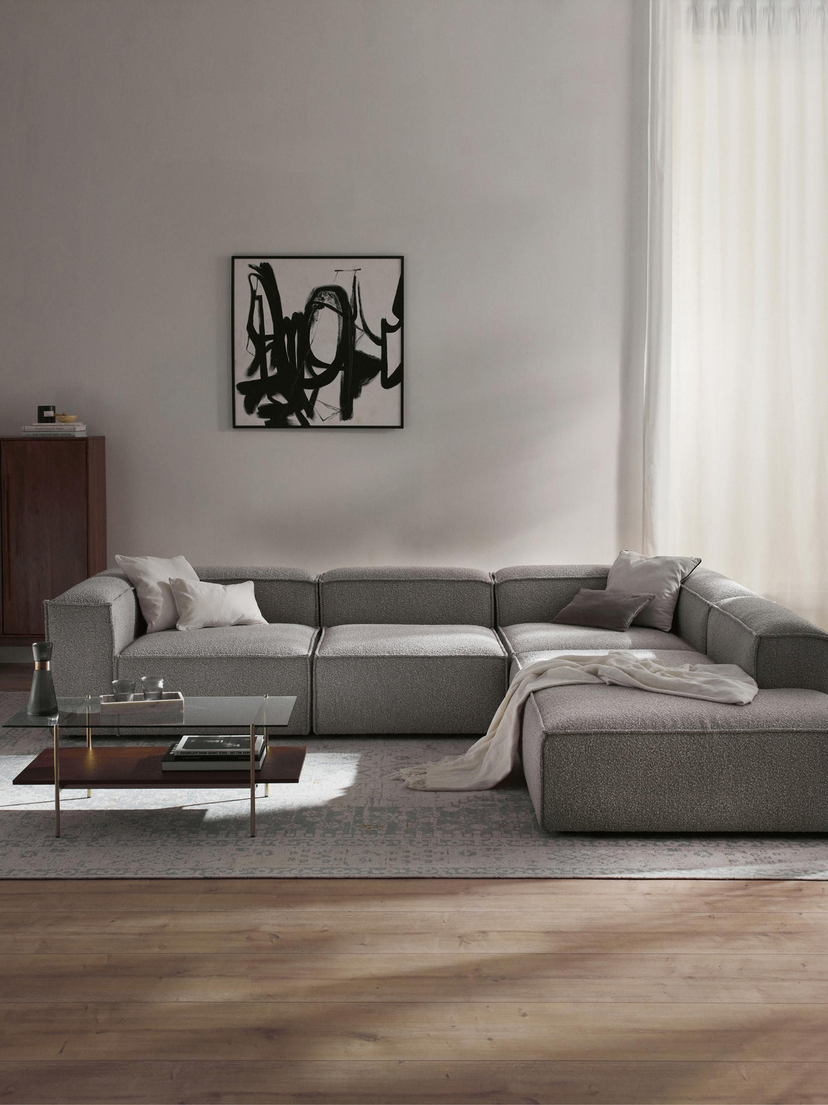 Lenzaro Modular XL Bouclé Corner Sofa (4-Seater)