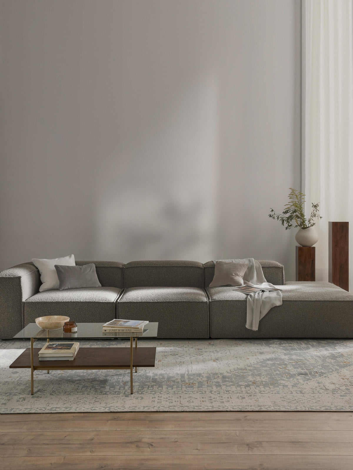 Lenzaro Modular XL Bouclé Ottoman