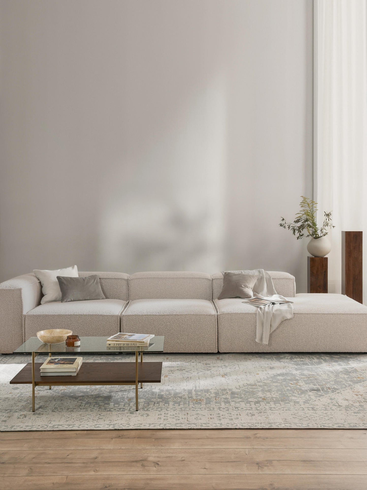 Lenzaro Modular XL Bouclé Ottoman