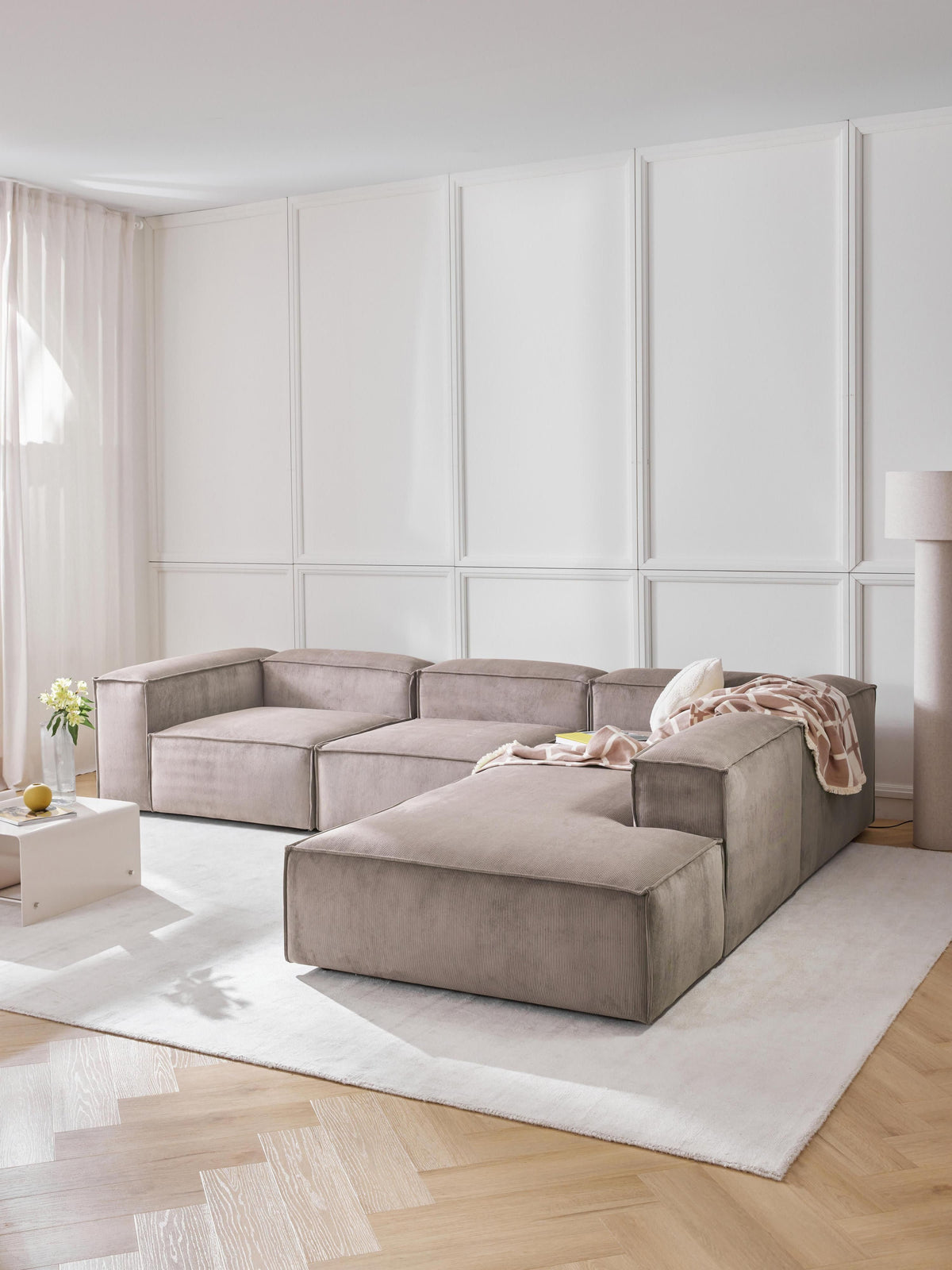 Lenzaro Modular XL Corduroy Corner Sofa (4-Seater)