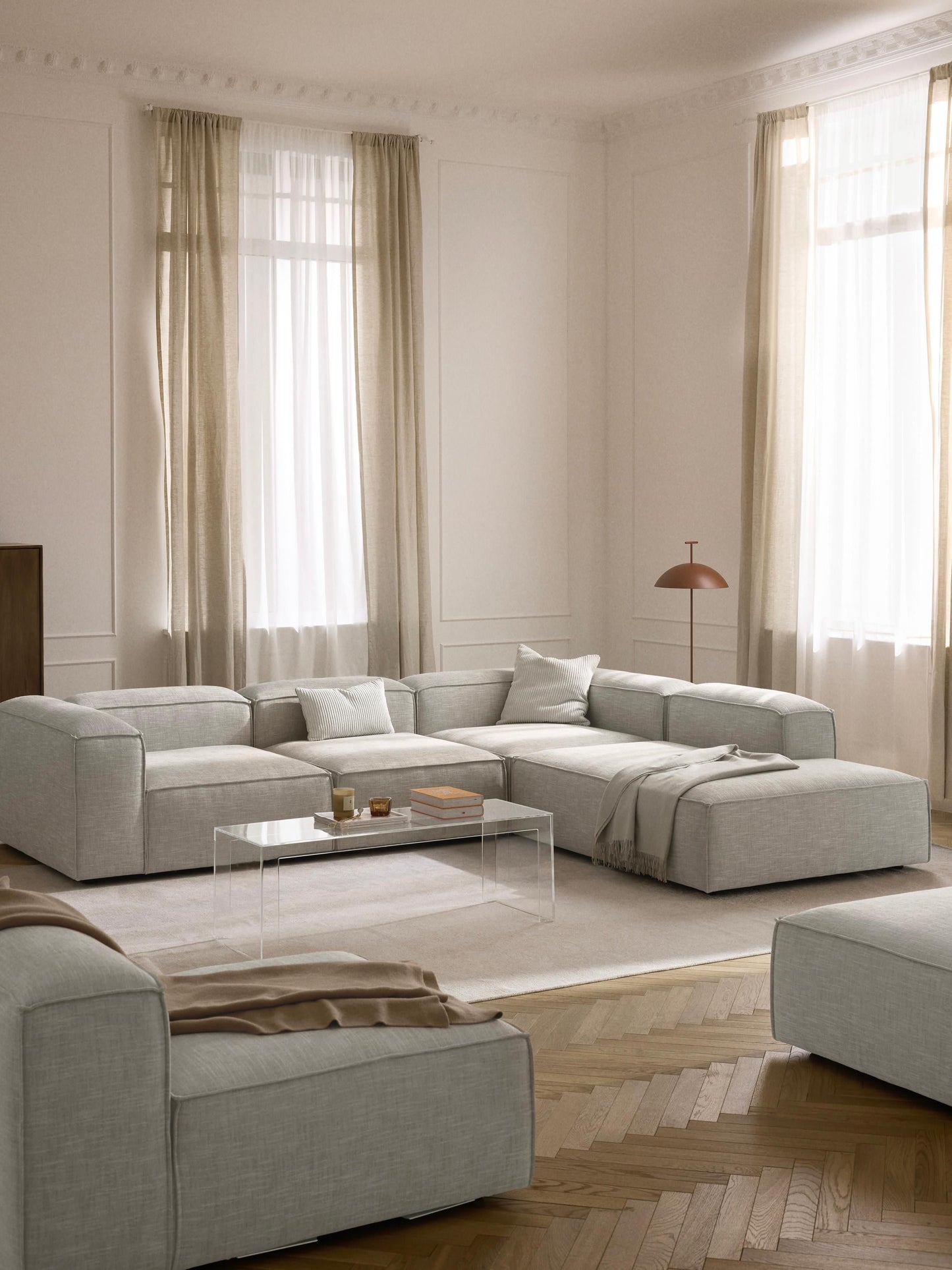 Lenzaro Modular XL Corner Sofa (4-Seater) in Linen Blend