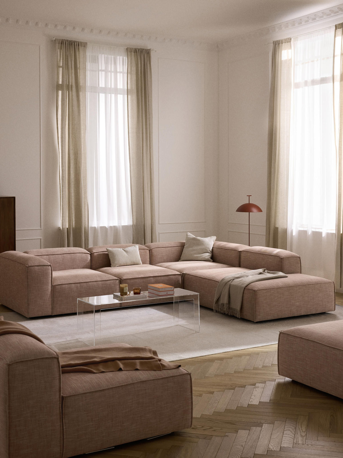 Lenzaro Modular XL Corner Sofa (4-Seater) in Linen Blend