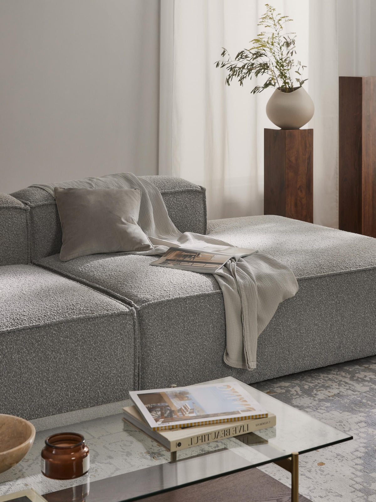 Lenzaro Ottoman Module in Bouclé