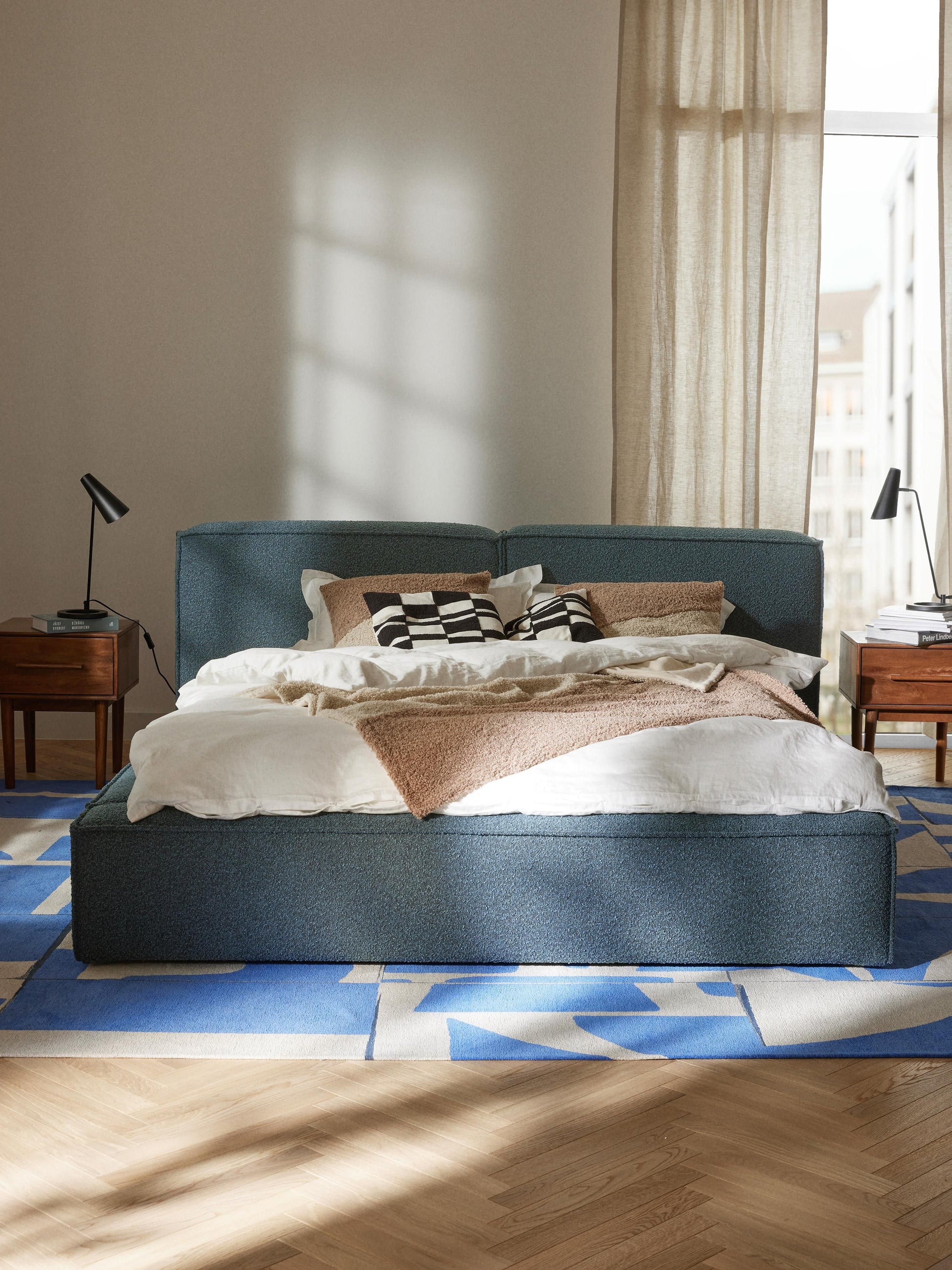Lenzaro Upholstered Bed in Bouclé