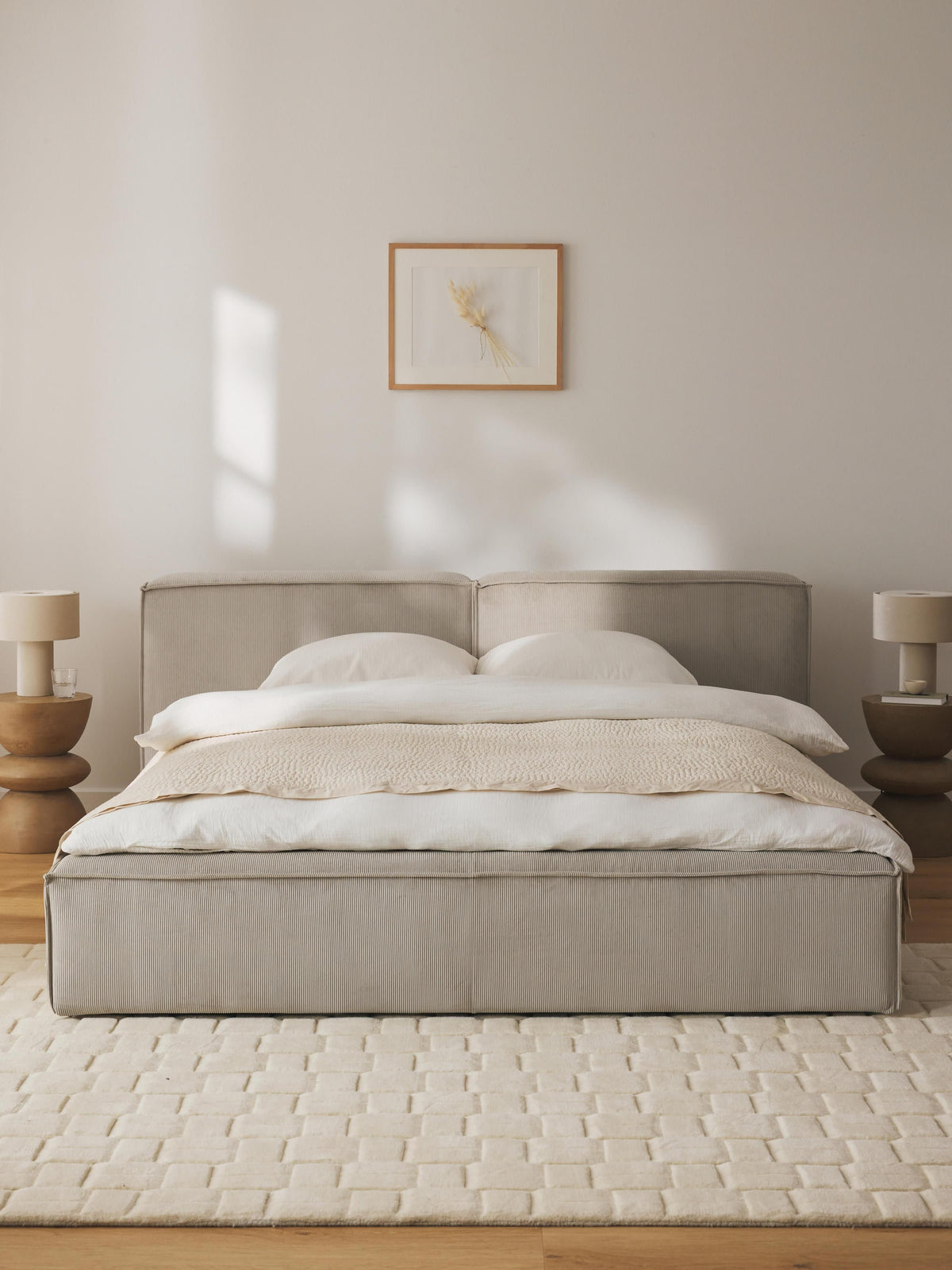 Lenzaro Upholstered Bed in Corduroy with Storage