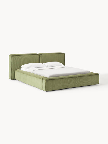 Lenzaro Upholstered Bed in Corduroy with Storage