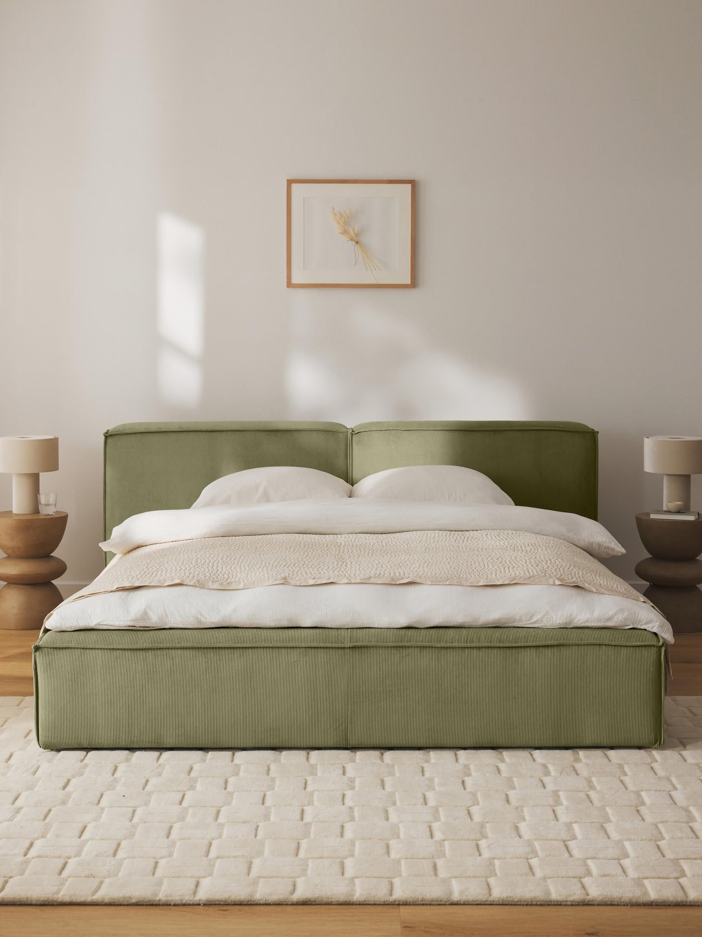 Lenzaro Upholstered Bed in Corduroy with Storage