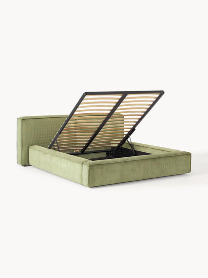 Lenzaro Upholstered Bed in Corduroy with Storage