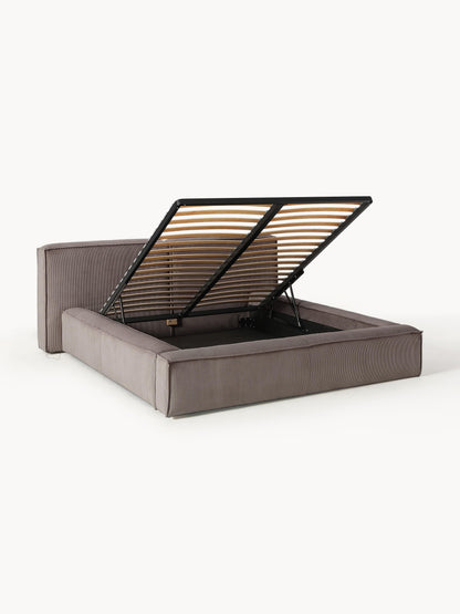 Lenzaro Upholstered Bed in Corduroy with Storage