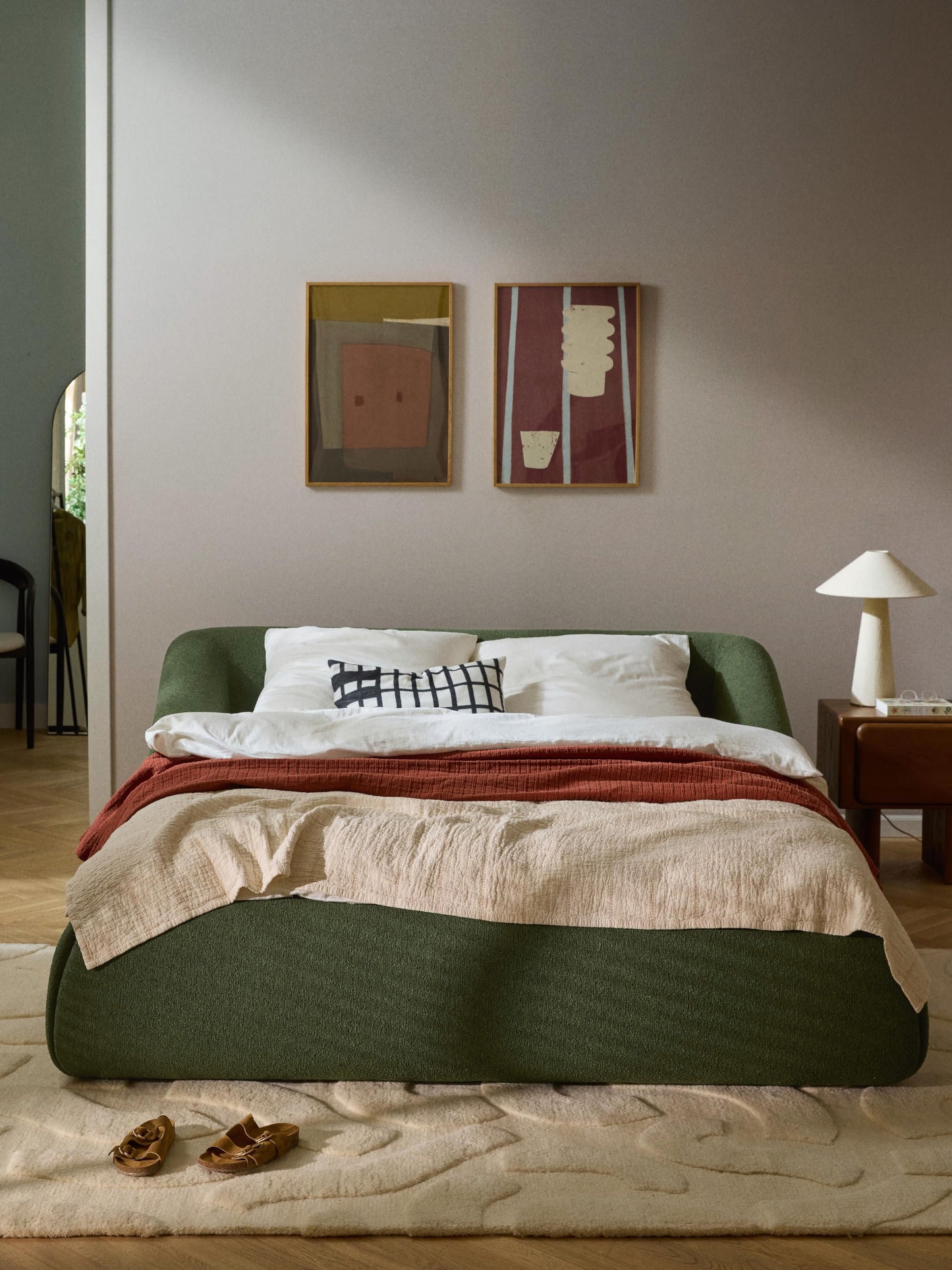 Marenzia Upholstered Bed in Bouclé