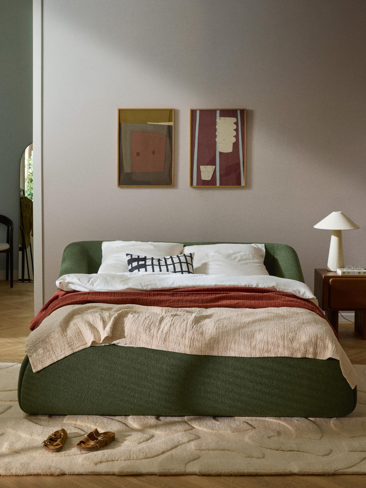 Marenzia Upholstered Bed in Bouclé
