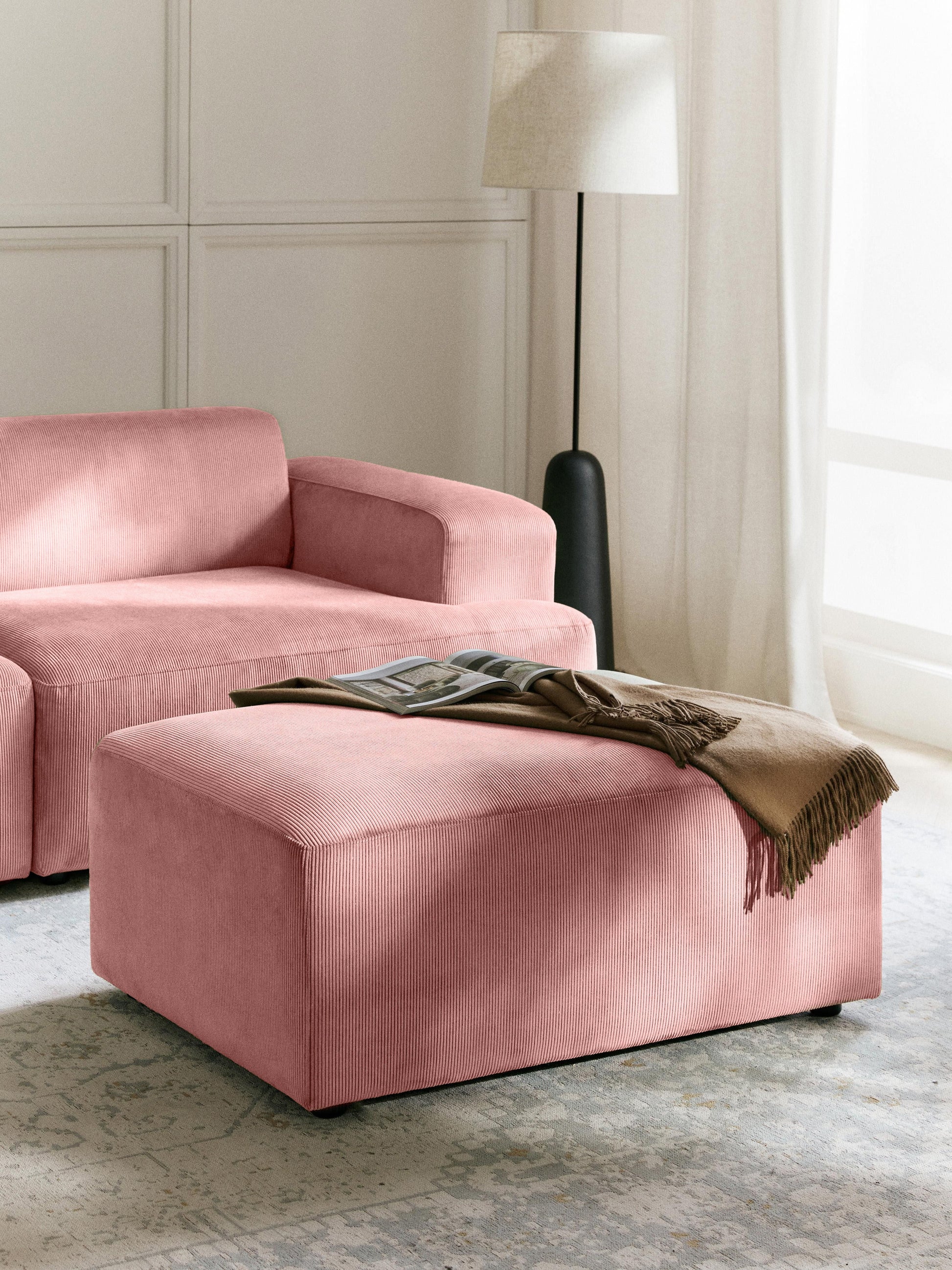 Melbrina Corduroy Stool, W 99 x D 72 cm