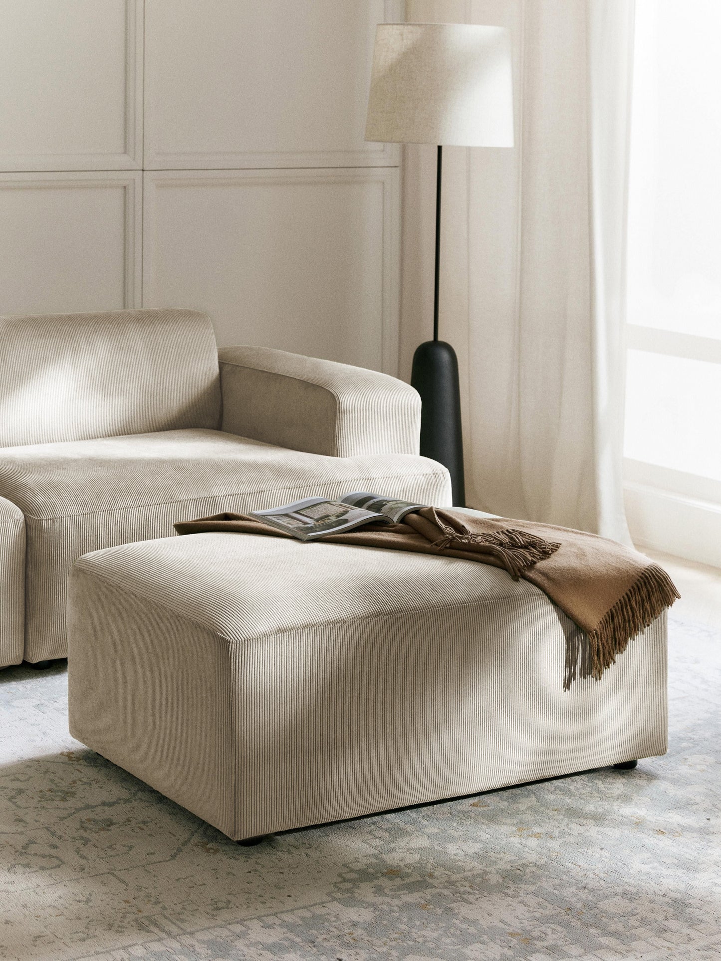 Melbrina Corduroy Stool, W 99 x D 72 cm