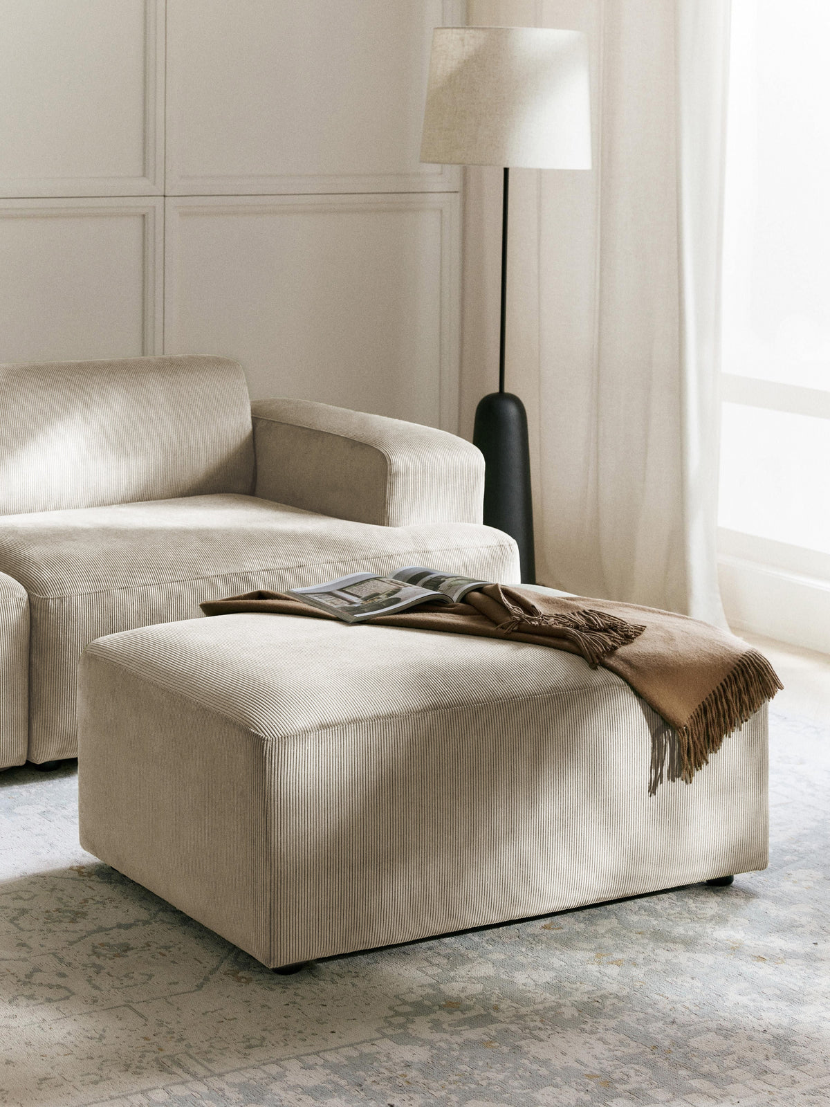 Melbrina Corduroy Stool, W 99 x D 72 cm
