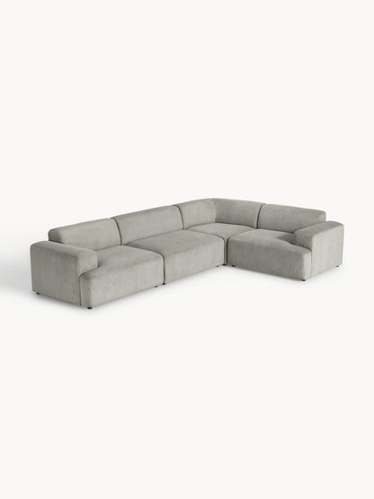 Melbrina Large Corduroy Corner Sofa, 4-Seater