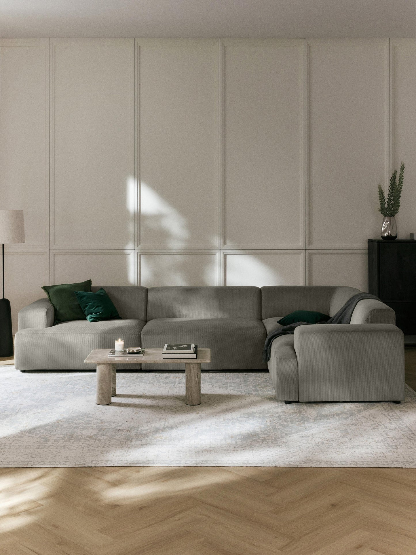 Melbrina Large Corduroy Corner Sofa, 4-Seater