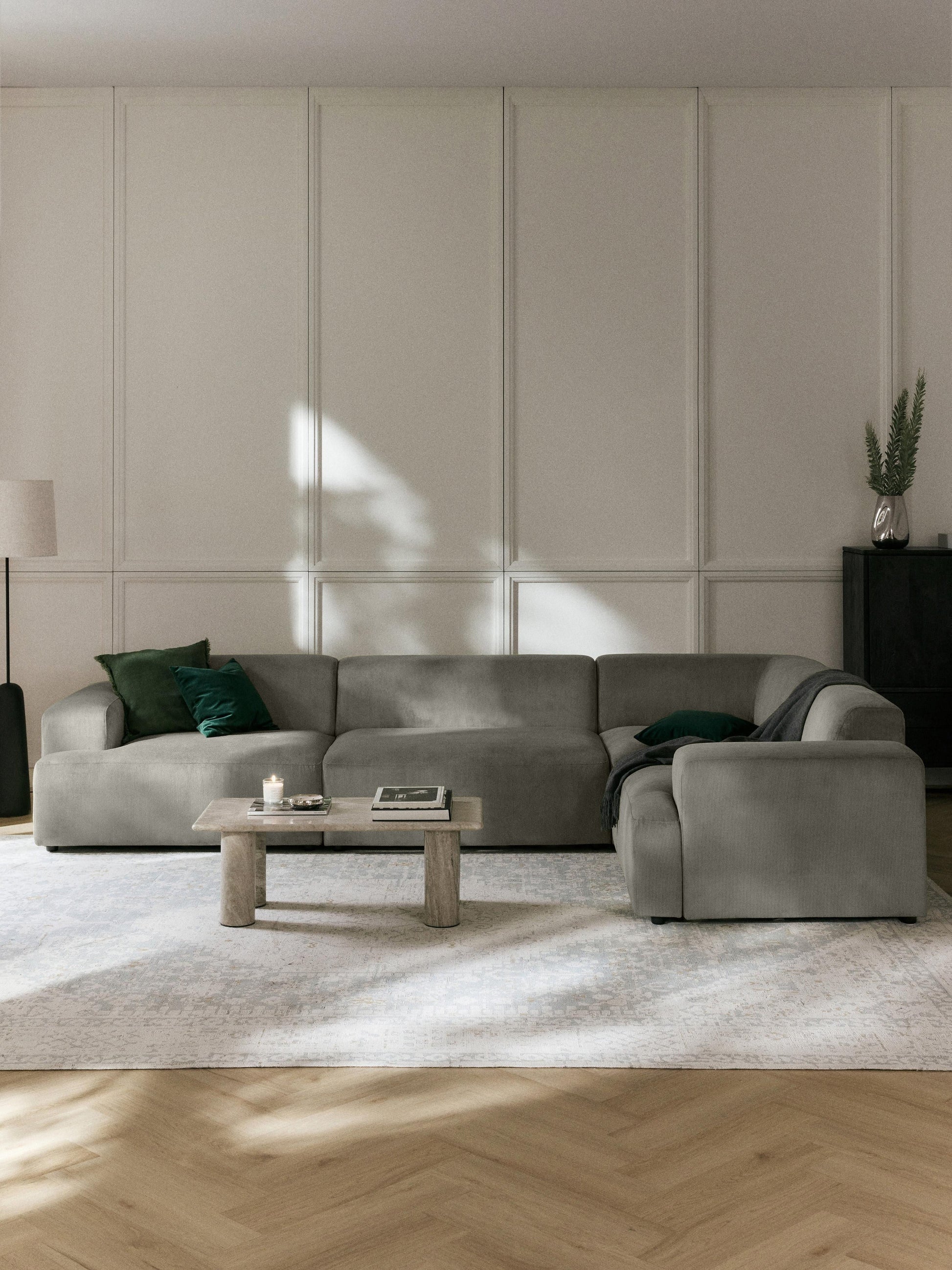 Melbrina Large Corduroy Corner Sofa, 4-Seater