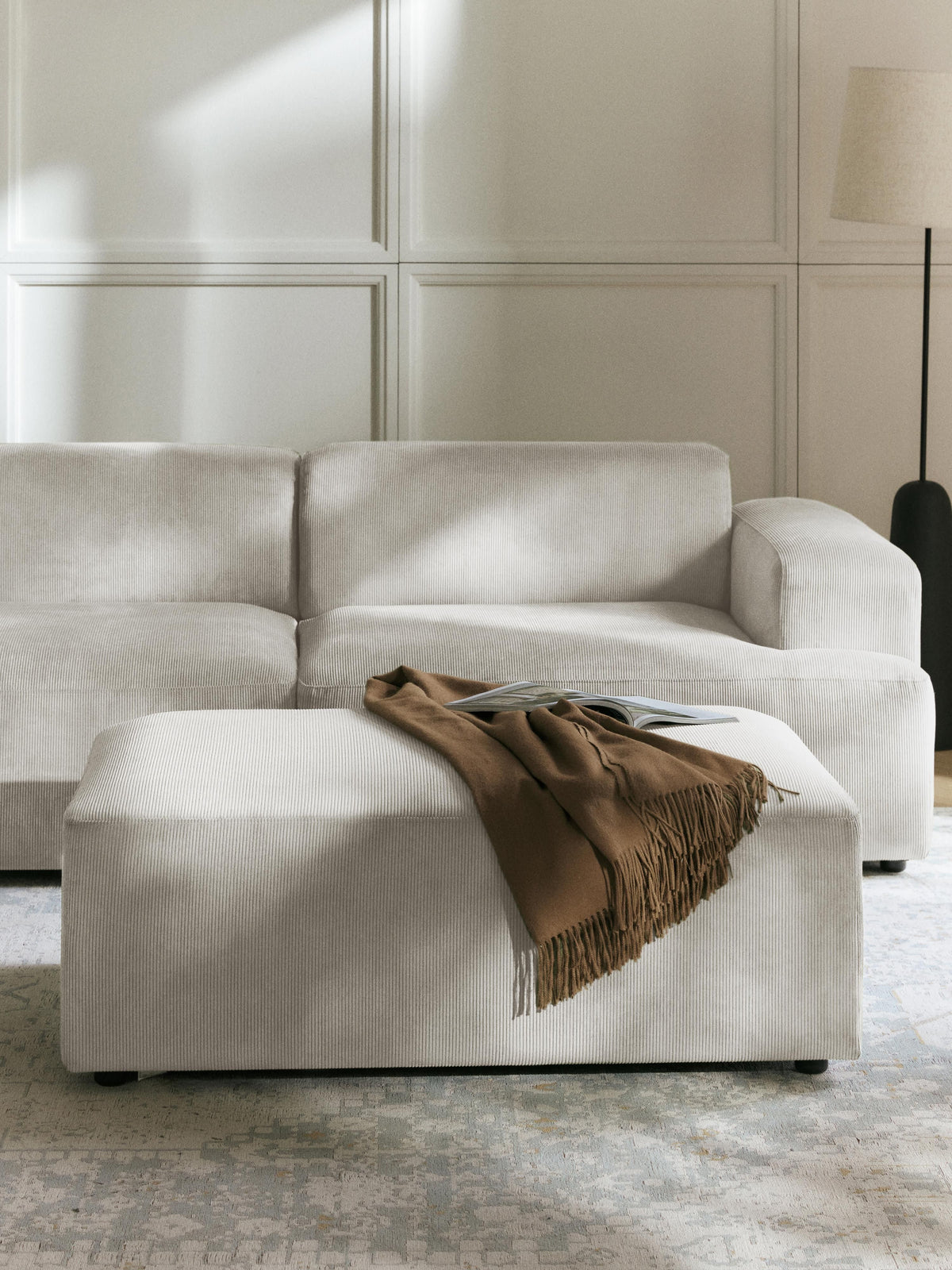Melbrina XL Ottoman in Corduroy, W 116 x D 72 cm