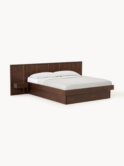 Nanverno Wooden Bed with Headboard and Bedside Tables