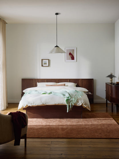 Nanverno Wooden Bed with Headboard and Bedside Tables