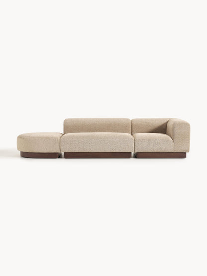 Natfia Modular Ottoman in Teddy Bouclé with Stool (Left/Right)