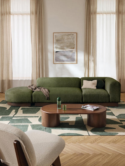 Natfia Modular Ottoman in Teddy Bouclé with Stool (Left/Right)