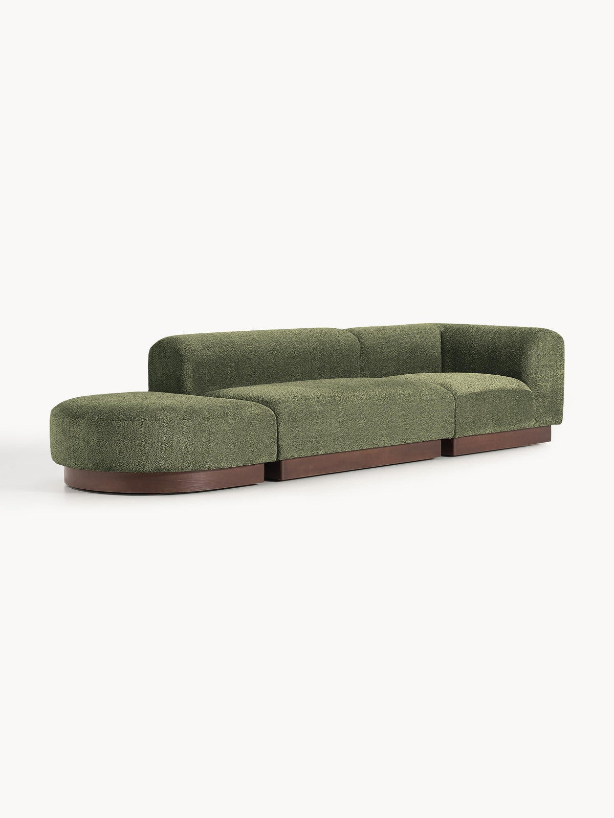 Natfia Modular Ottoman in Teddy Bouclé with Stool (Left/Right)
