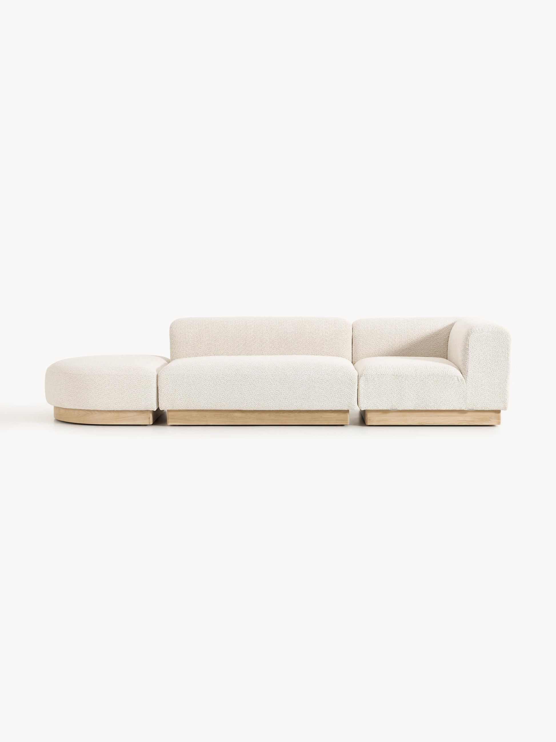 Natfia Modular Ottoman in Teddy Bouclé with Stool (Left/Right)