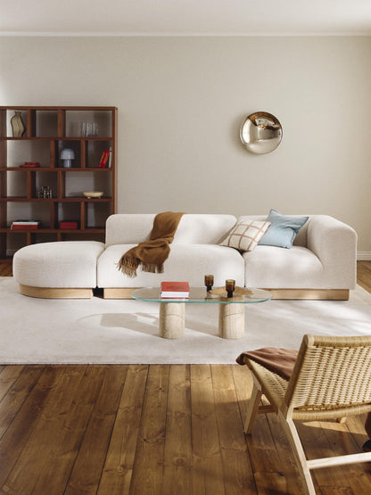 Natfia Modular Ottoman in Teddy Bouclé with Stool (Left/Right)
