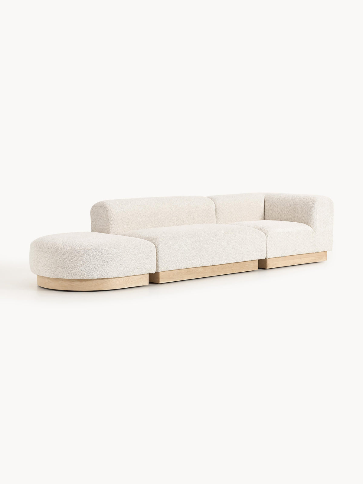 Natfia Modular Ottoman in Teddy Bouclé with Stool (Left/Right)