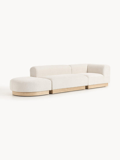 Natfia Modular Ottoman in Teddy Bouclé with Stool (Left/Right)