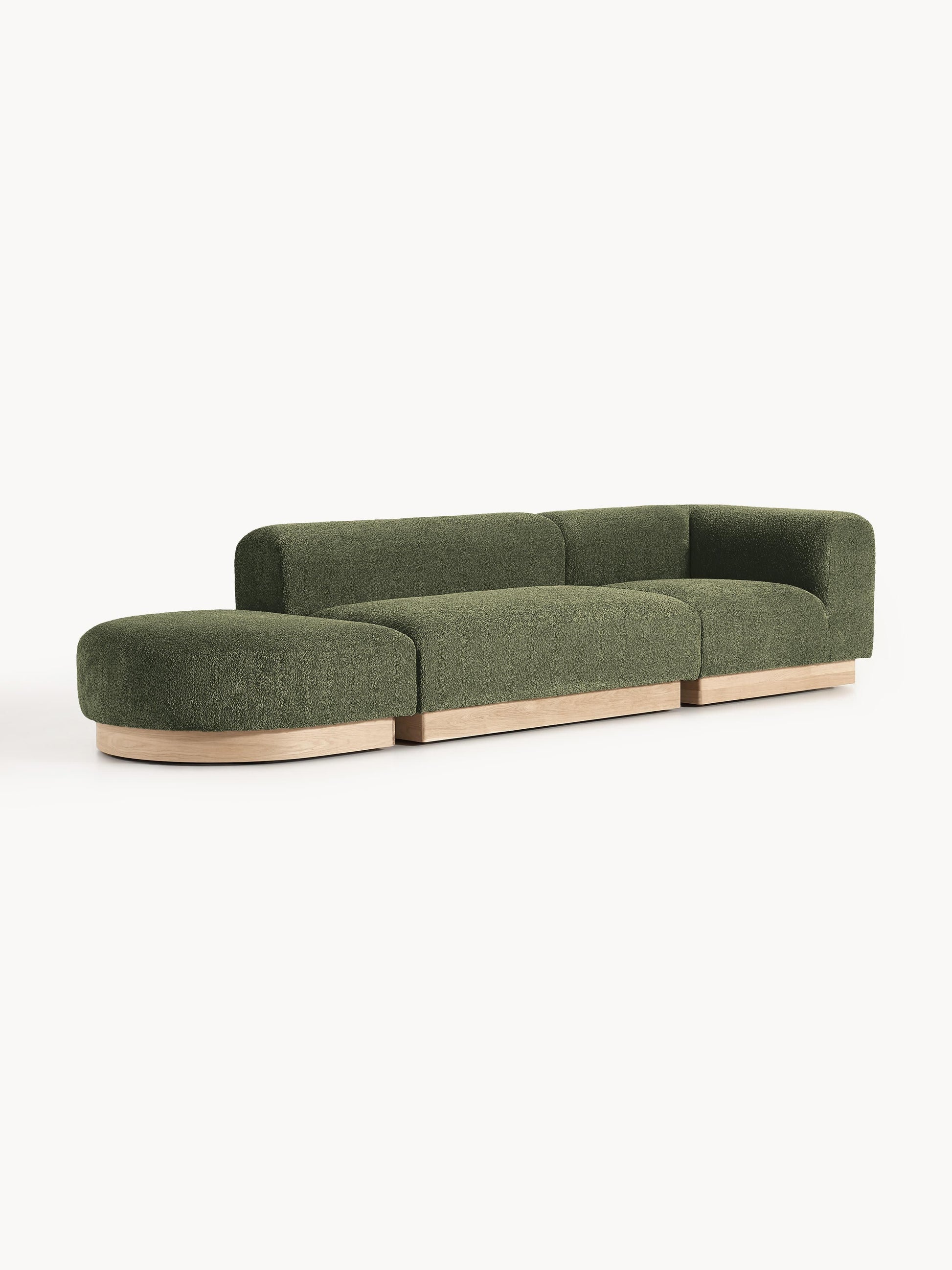 Natfia Modular Ottoman in Teddy Bouclé with Stool (Left/Right)