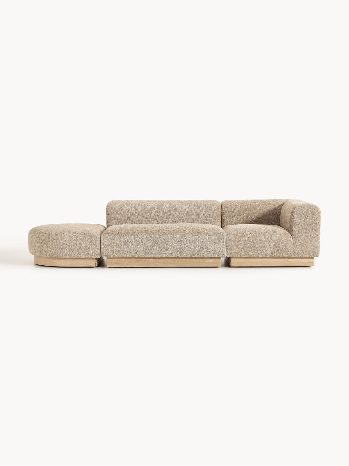 Natfia Modular Ottoman in Teddy Bouclé with Stool (Left/Right)