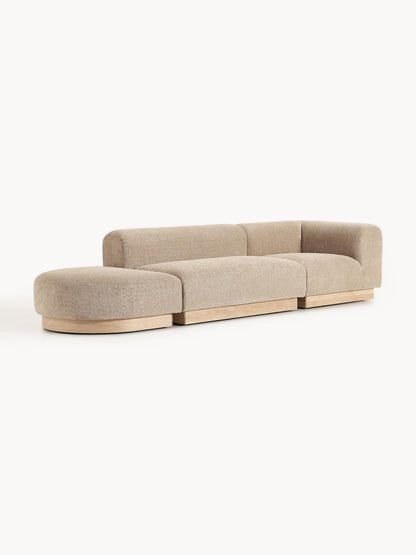 Natfia Modular Ottoman in Teddy Bouclé with Stool (Left/Right)