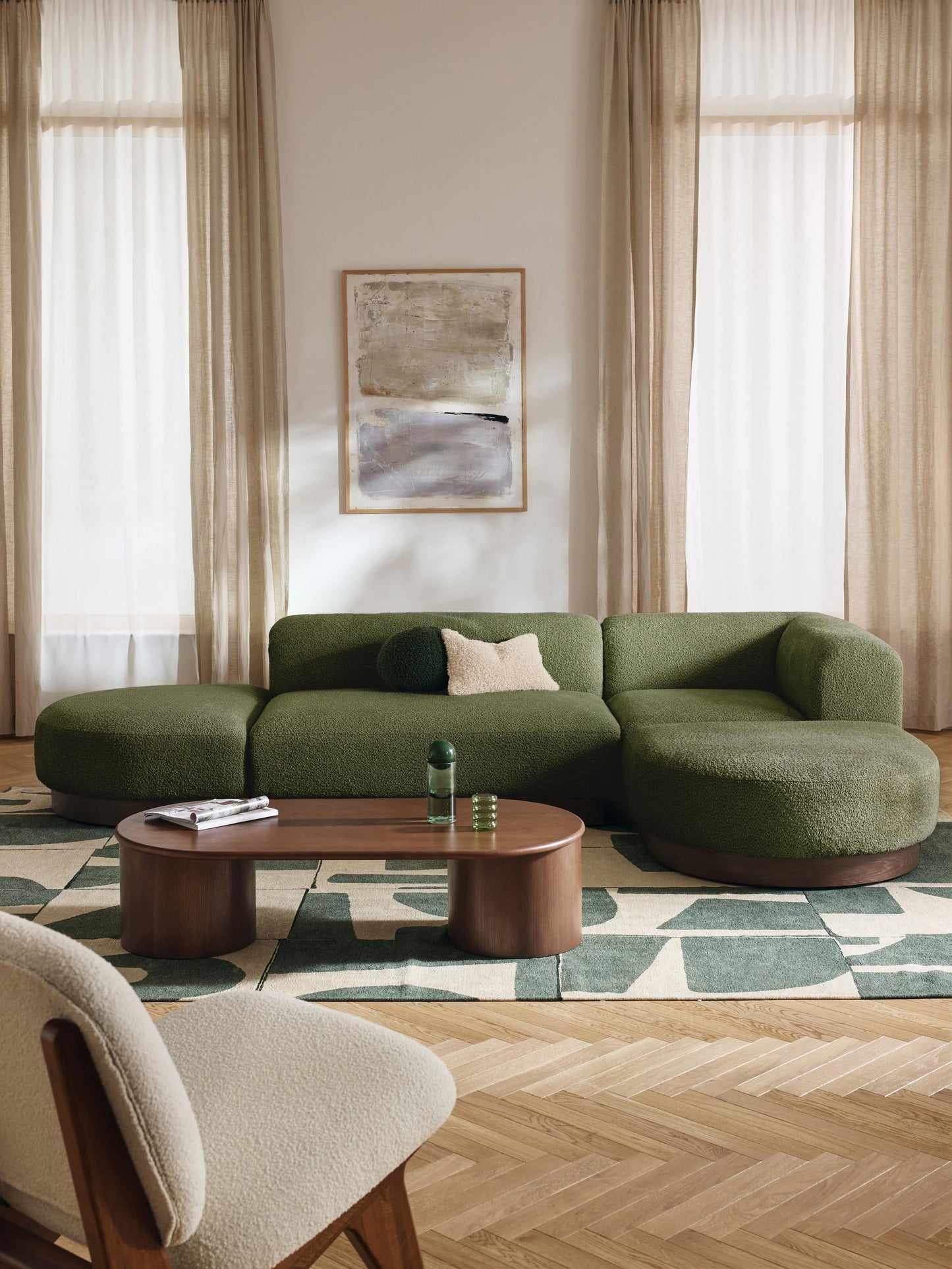 Natfia Modular Teddy Bouclé Corner Sofa