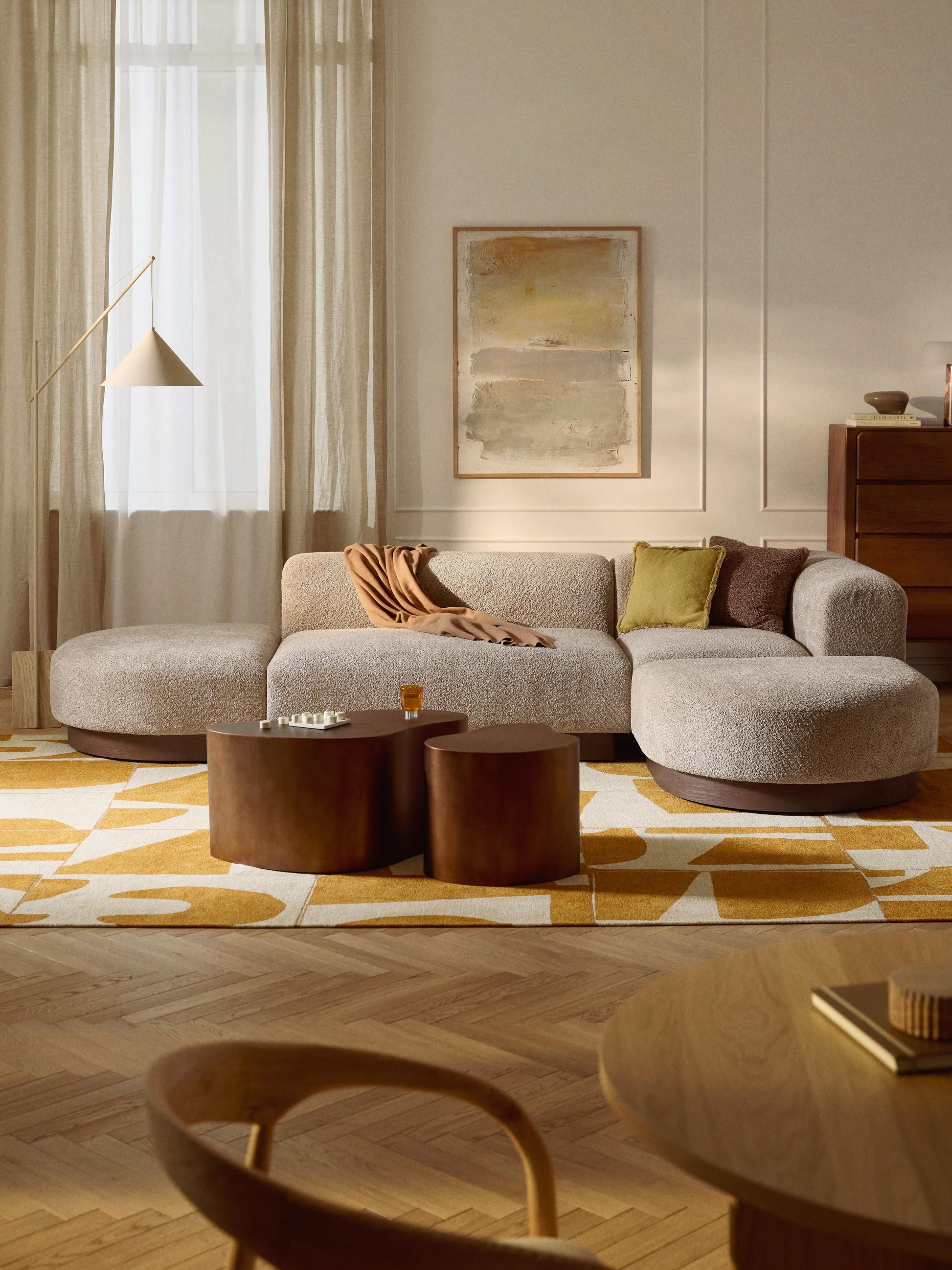 Natfia Modular Teddy Bouclé Corner Sofa