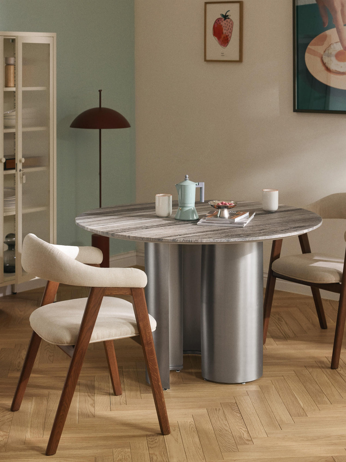 Nomoine Round Dining Table with Marble Tabletop, Ø 120 cm