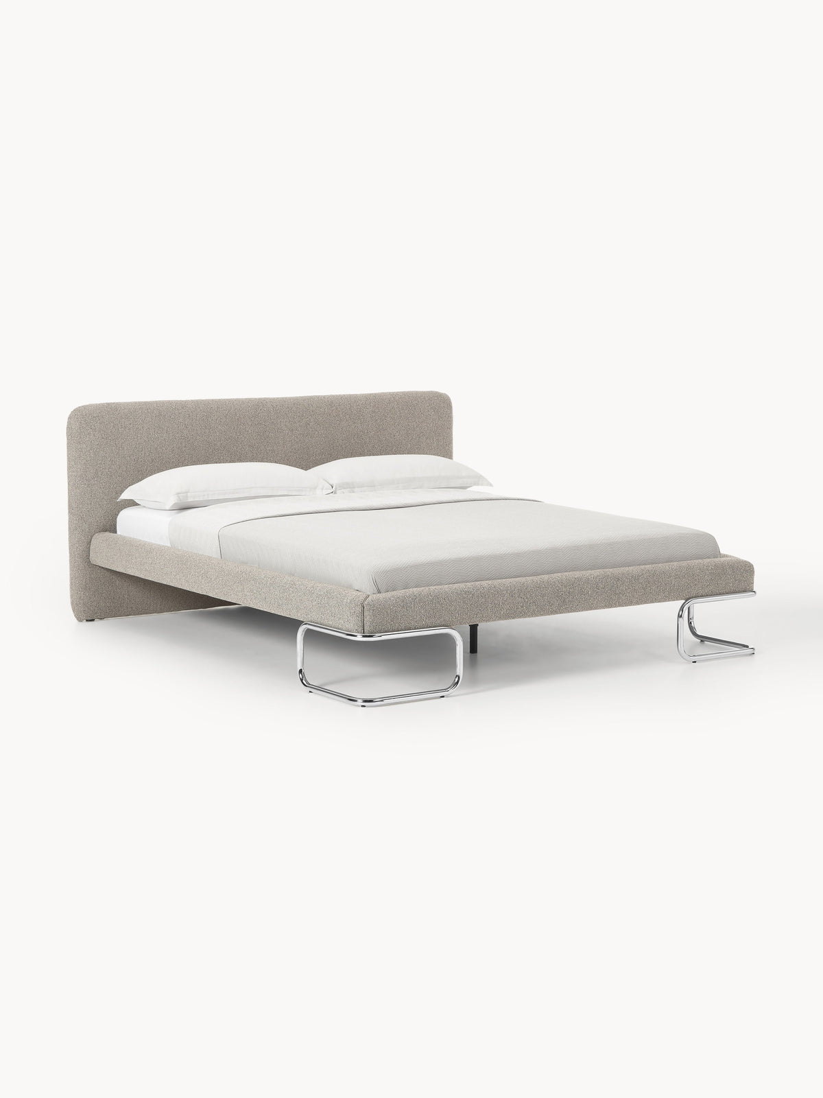 Olfia Upholstered Bed in Bouclé with Metal Legs