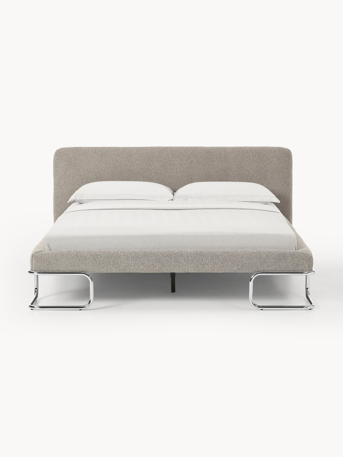 Olfia Upholstered Bed in Bouclé with Metal Legs