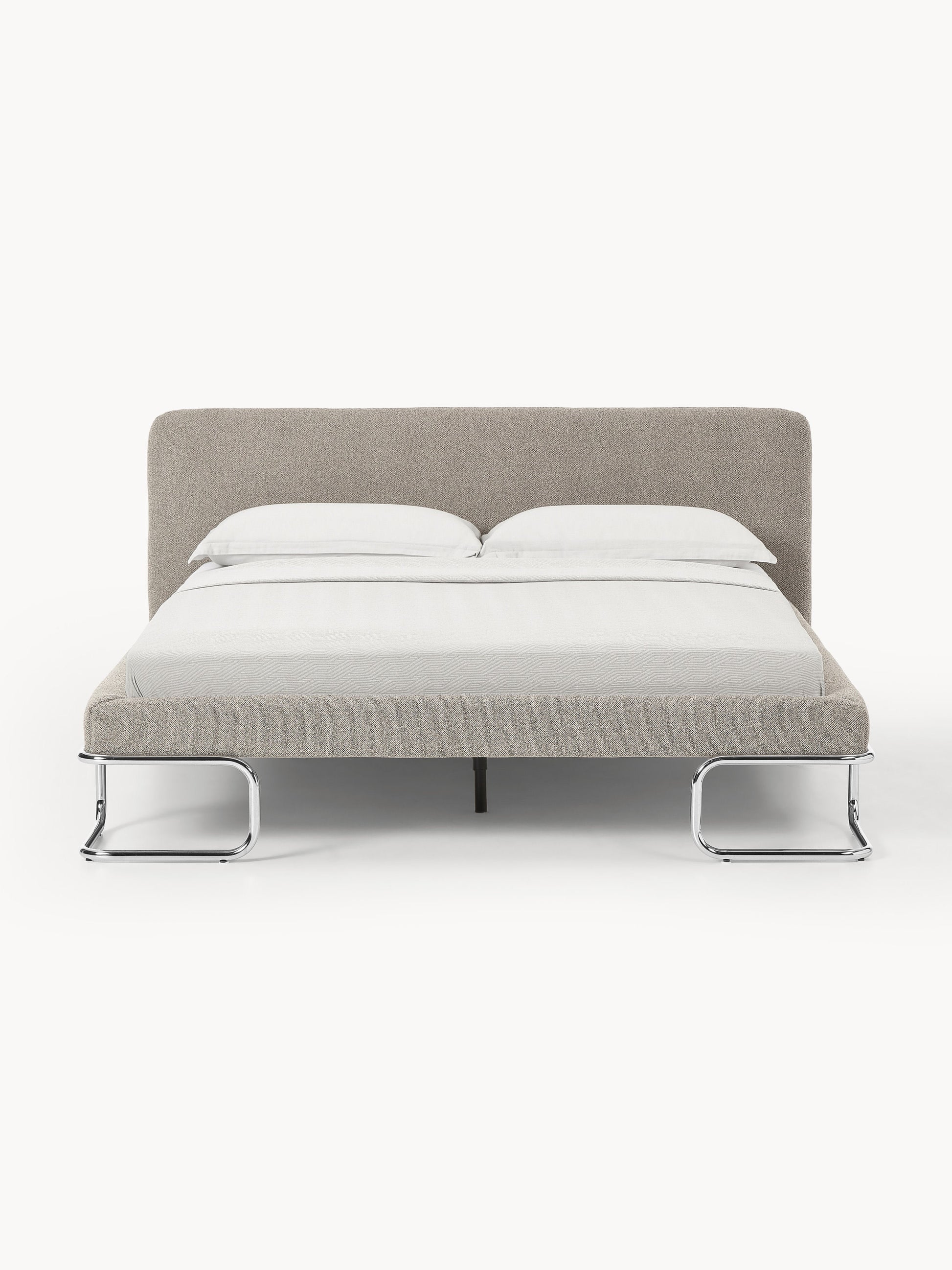 Olfia Upholstered Bed in Bouclé with Metal Legs