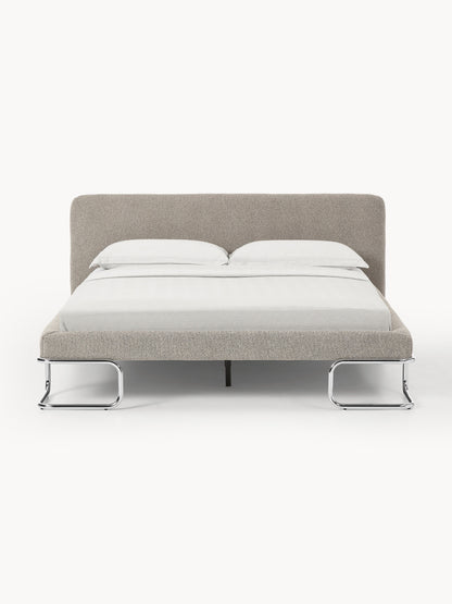 Olfia Upholstered Bed in Bouclé with Metal Legs