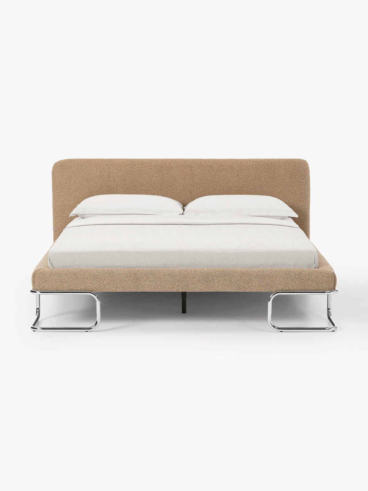 Olfia Upholstered Bed in Bouclé with Metal Legs