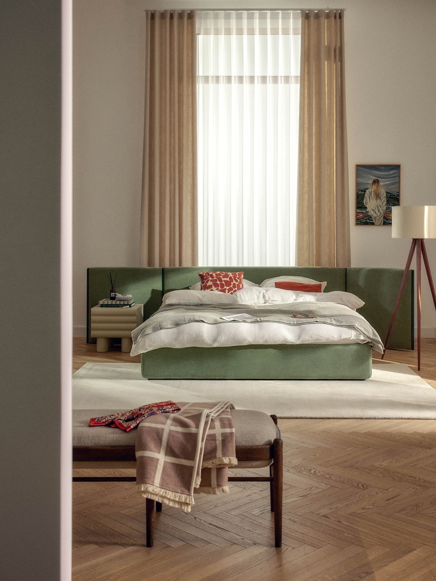 Otalvo Bed with Folding Headboard, Upholstered