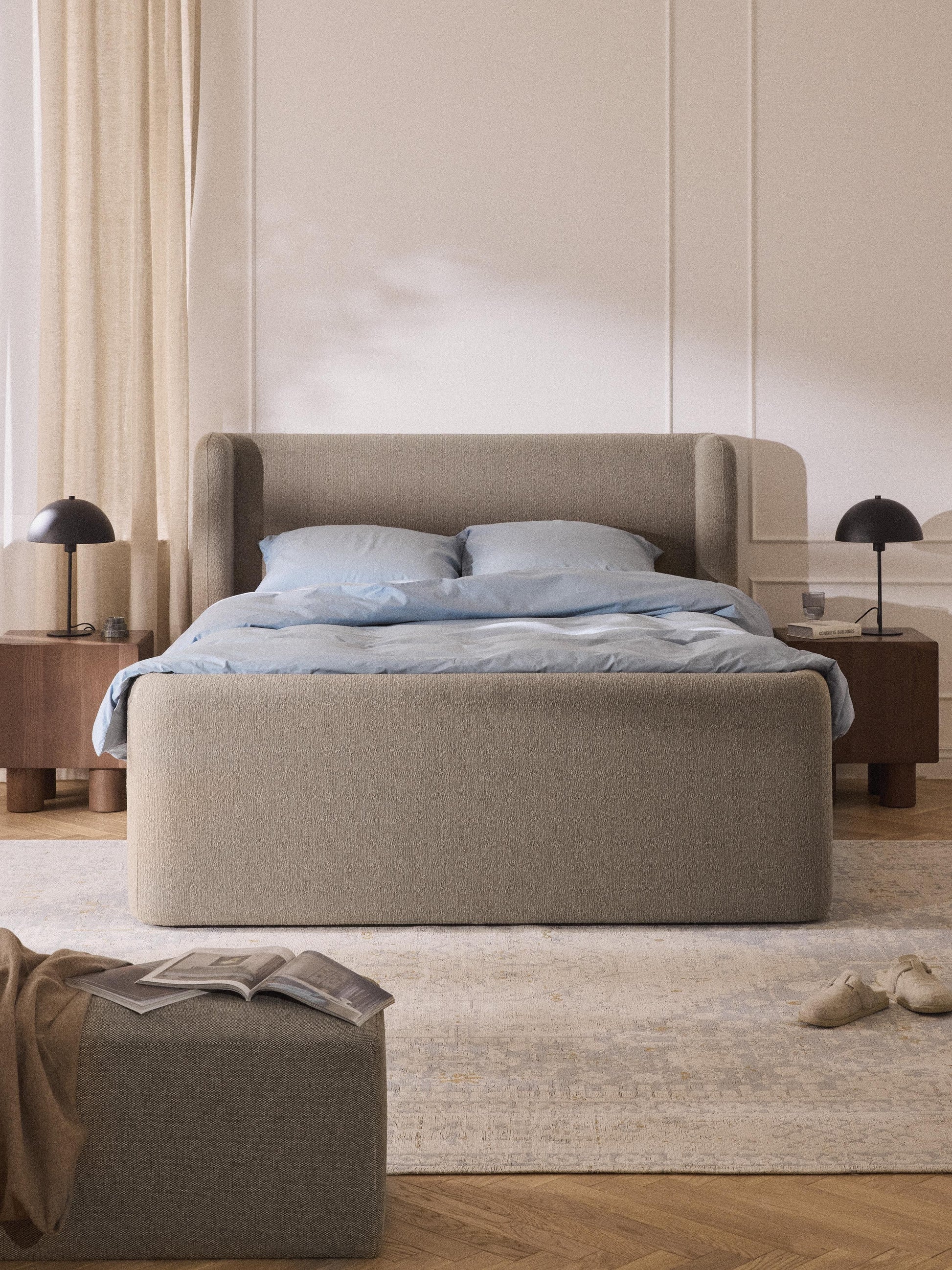 Perbrina Bouclé Box Spring Bed with Storage